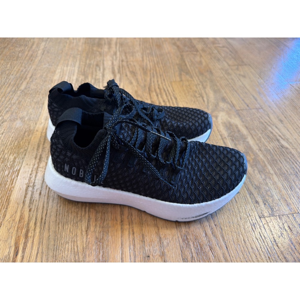 NOBULL Black Knit Runner Womens 9 Mens 7.5 Training Running Shoes Sneakers Scuff - Picture 2 of 7
